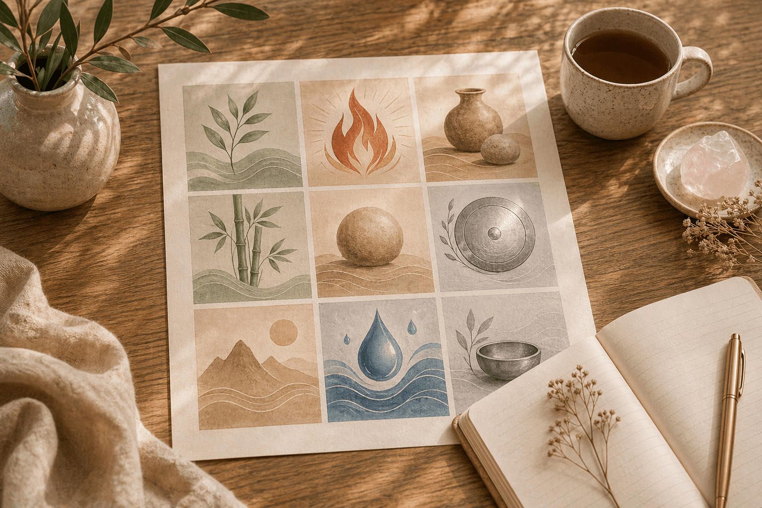 Conceptuele Feng Shui bagua op papier als beeld voor Nine Star Ki en zelfinzicht